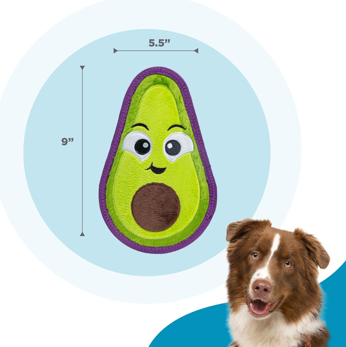 Outward Hound Tough Skinz Durable Chew Plush Squeaky Dog Toy, Avocado