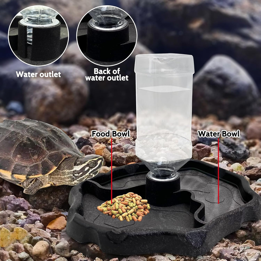 9oz Reptile Water Bottle, Turtle Food and Water Bowl Automatic