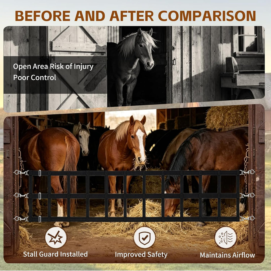 Horse Stall Guards with Adjustable Straps