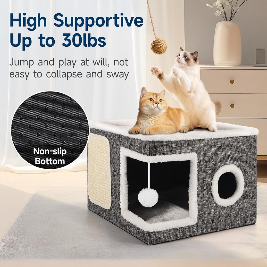 Shikha Cat Beds for Indoor Cats, Large Cat Cave with Cozy Condo
