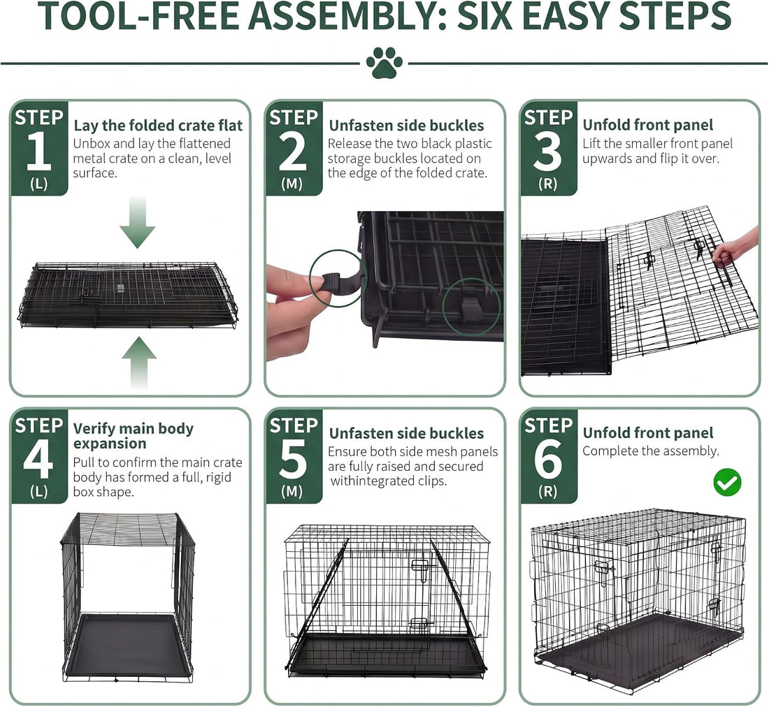 36-Inch Double Door Folding Metal Dog Crate