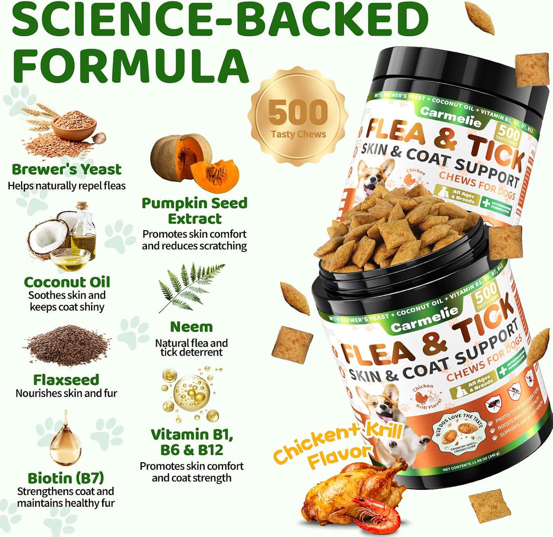 Flea and Tick Prevention for Dogs Chewables with Multivitamins, 500ct