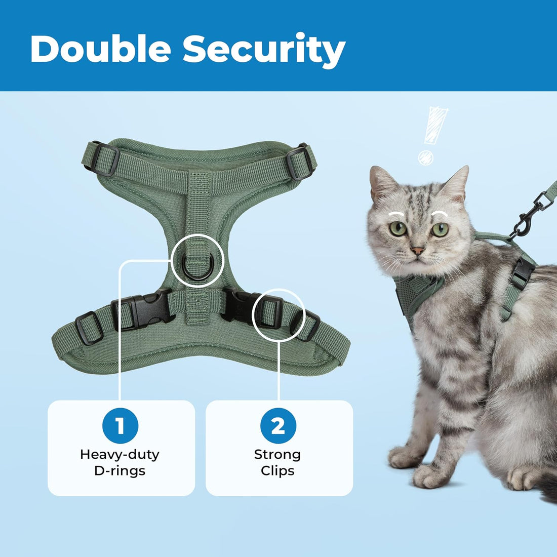 Voyager Escape-Proof Step-in Lock Cat Harness & 5ft Neoprene-Handle