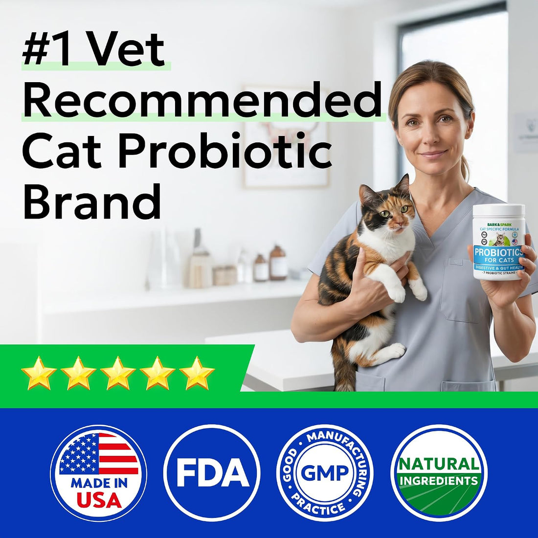 BARK&SPARK Cat Probiotic Powder, 108 Servings