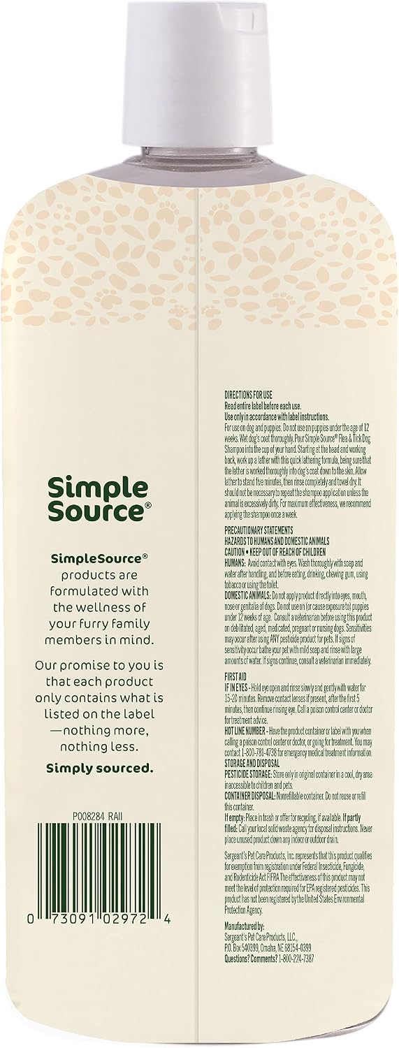 SimpleSource Flea & Tick Shampoo, Powered by Plants