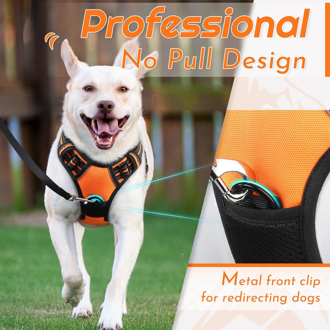 Eagloo Dog Harness for Large Dogs, No Pull Pet Vest with 2 Leash Clips
