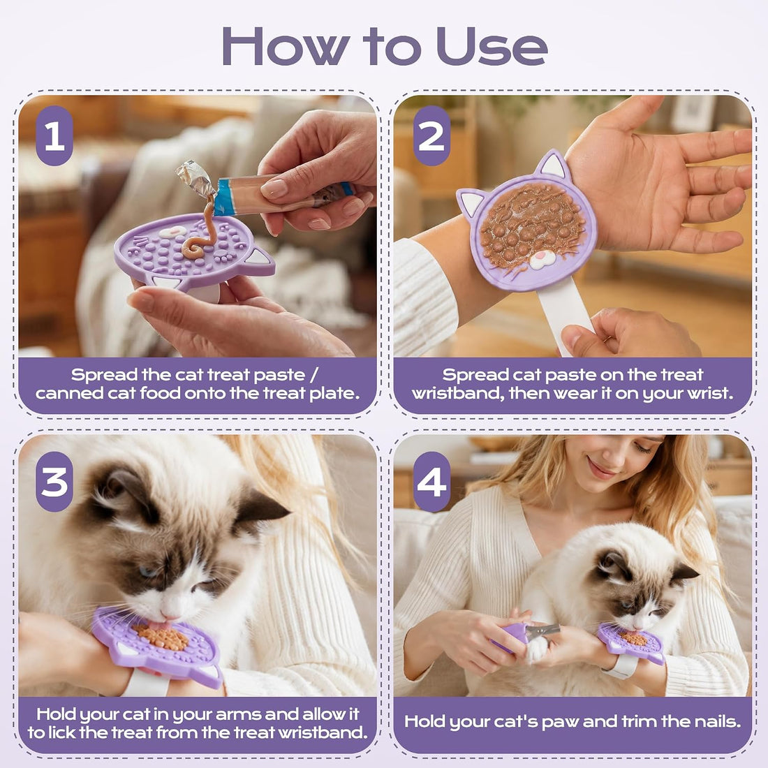 Handheld Cat Lick Mat for Nail Trimming, Cat Grooming Accessory