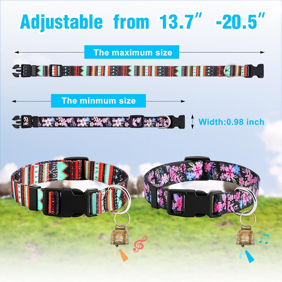 2 Pack Goat Collars with Bells