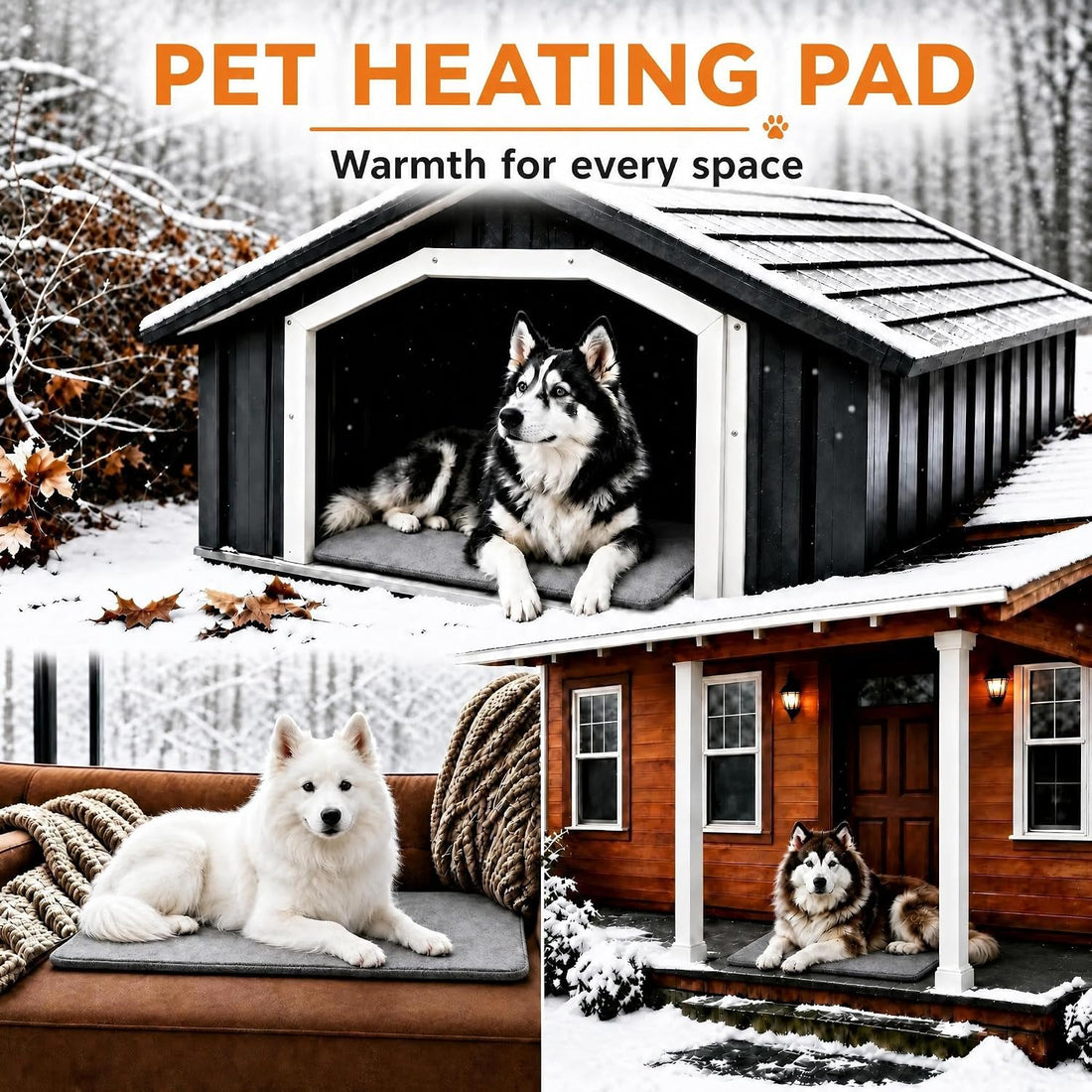 Dog & Cat Heated Bed, 9 Temp Setting & 4 Timer Dog Heating Pad