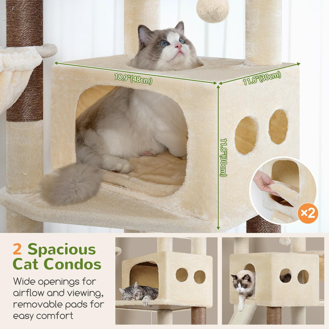 Globlazer S74G 74in Tall Cat Tree for Indoor Cats Large Adult