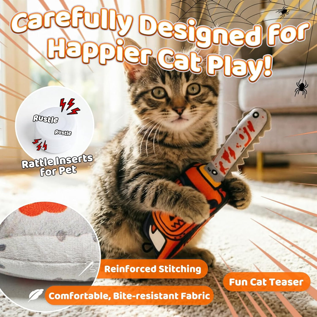 Catnip Toy [2000mg Premium Catnip], Chainsaw Style Cat Kicker Toy
