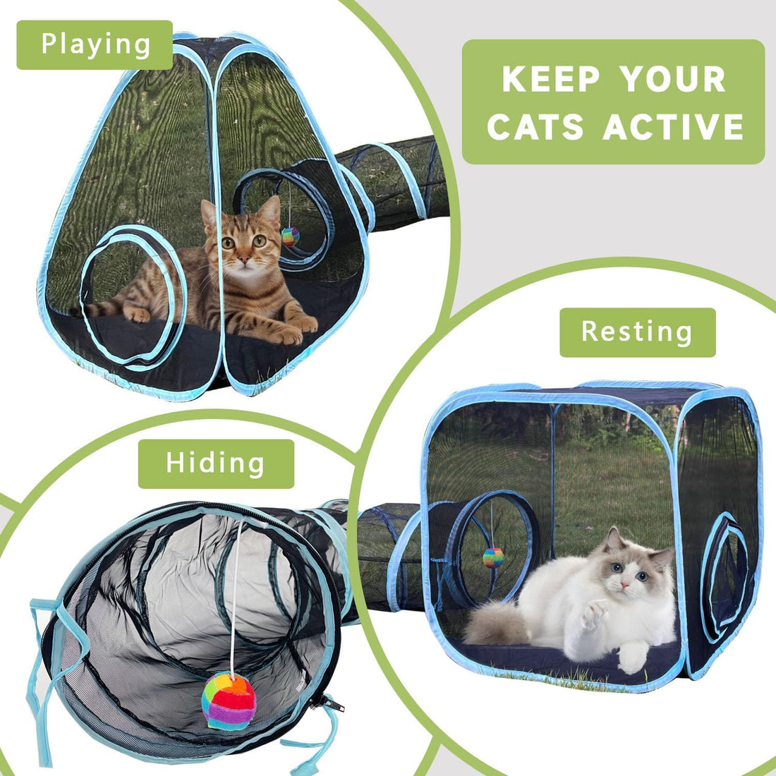 Outdoor Cat Enclosures, Cat Tunnels Catio Tents Cubes for Indoor Cats