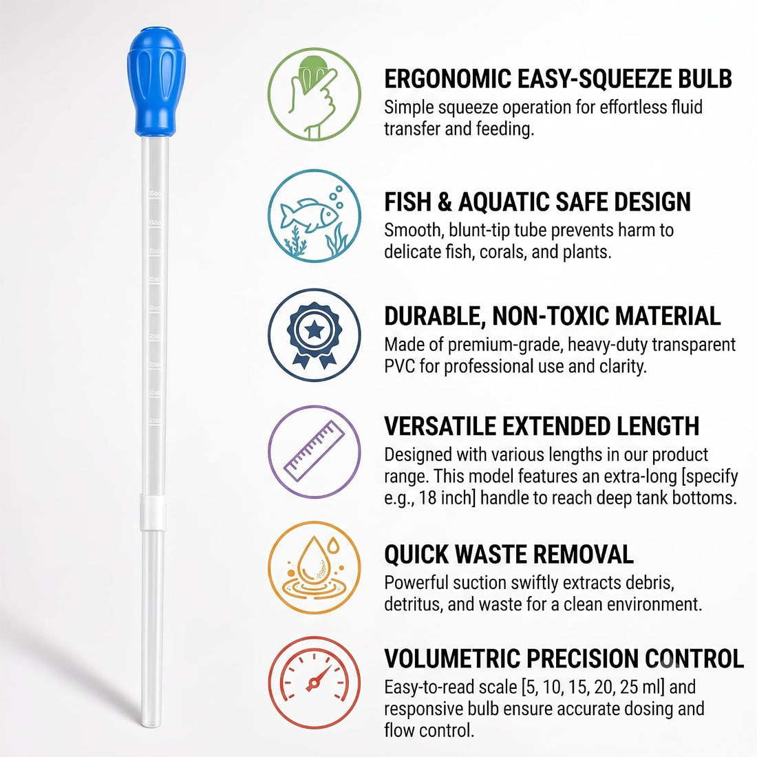 Extra Long Turkey Baster for Aquarium, Fish Tank Cleaning