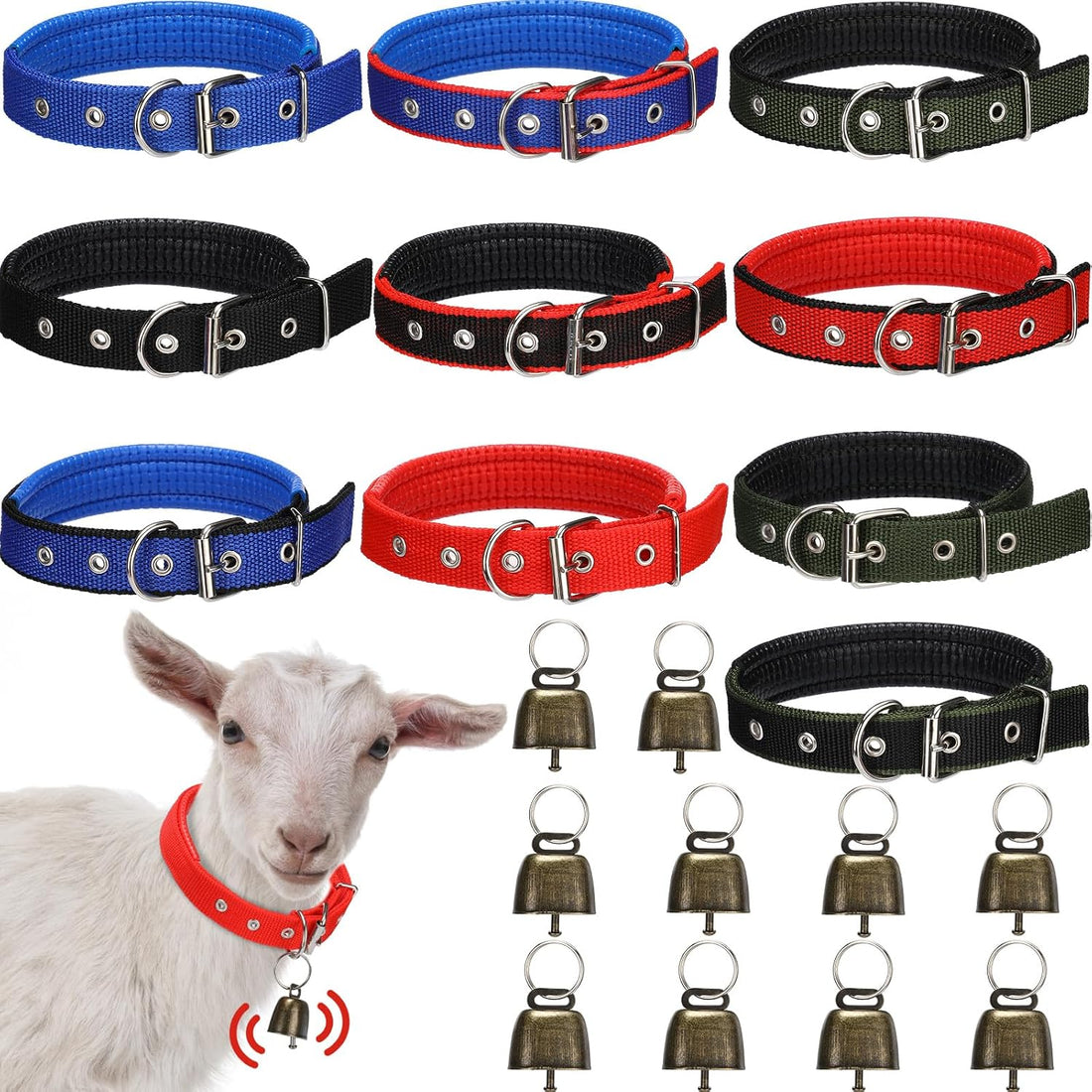 10 Sets Adjustable Goat Collars for Sheep Cows Horse Farm Animals