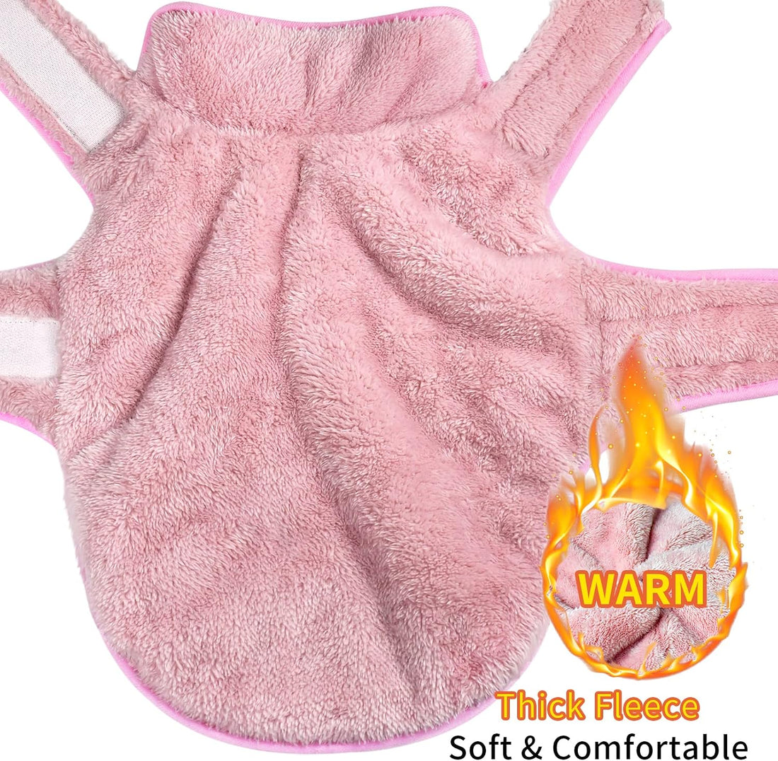 Malier Dog Winter Coat, Reversible Fleece, Small, Pink - Windproof