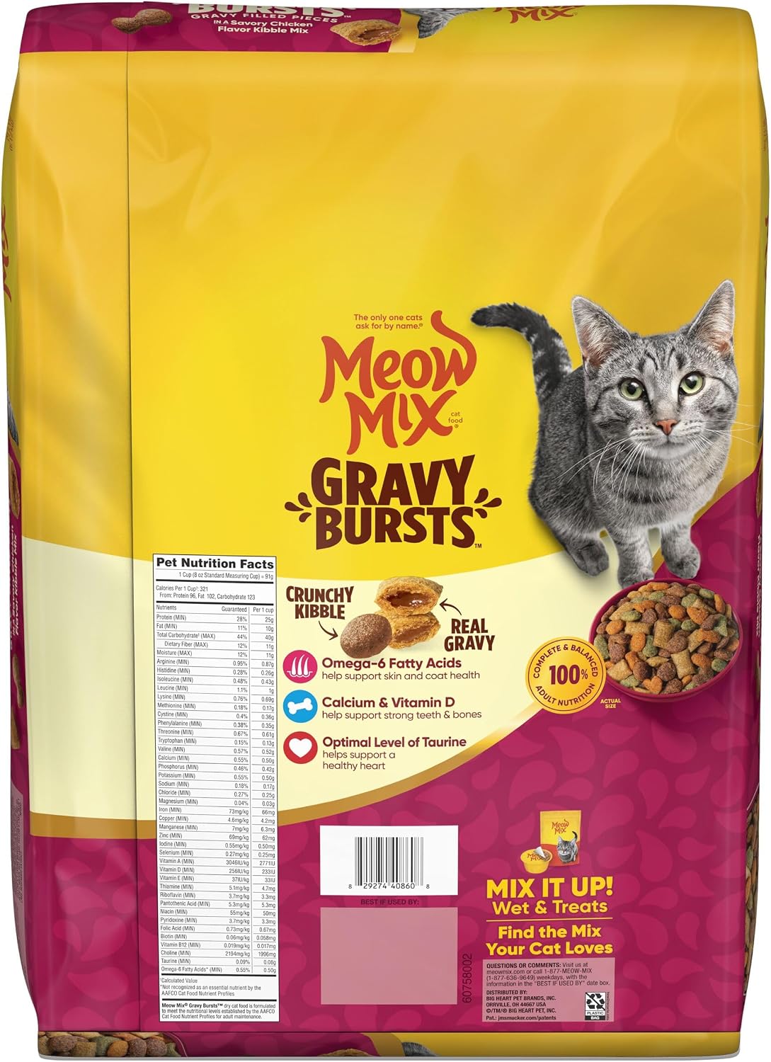 Meow Mix Gravy Bursts, Dry Cat Food, Savory Chicken Flavor