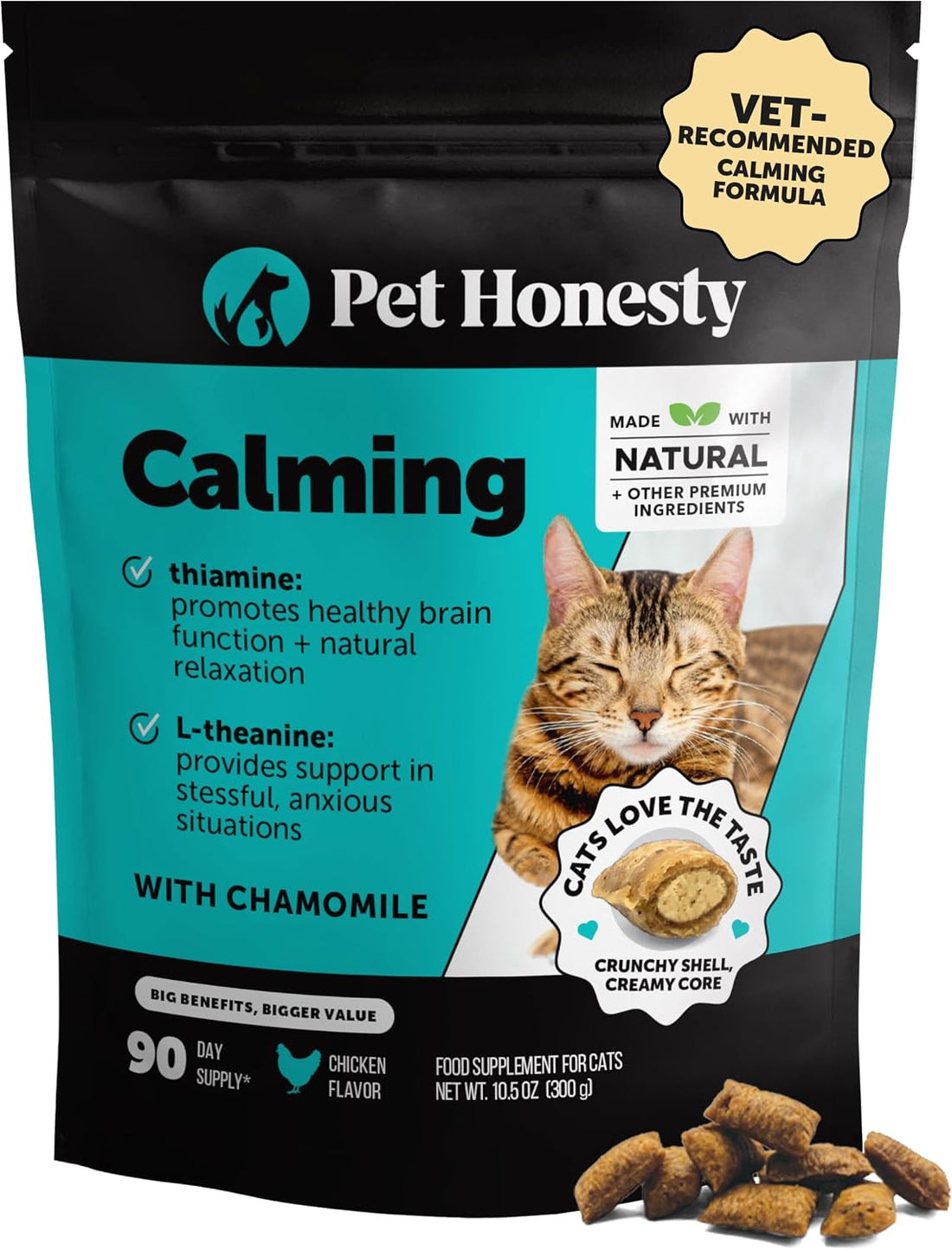 Pet Honesty Vet Backed Cat Calming Supplement Puree, Salmon, 20 Ct