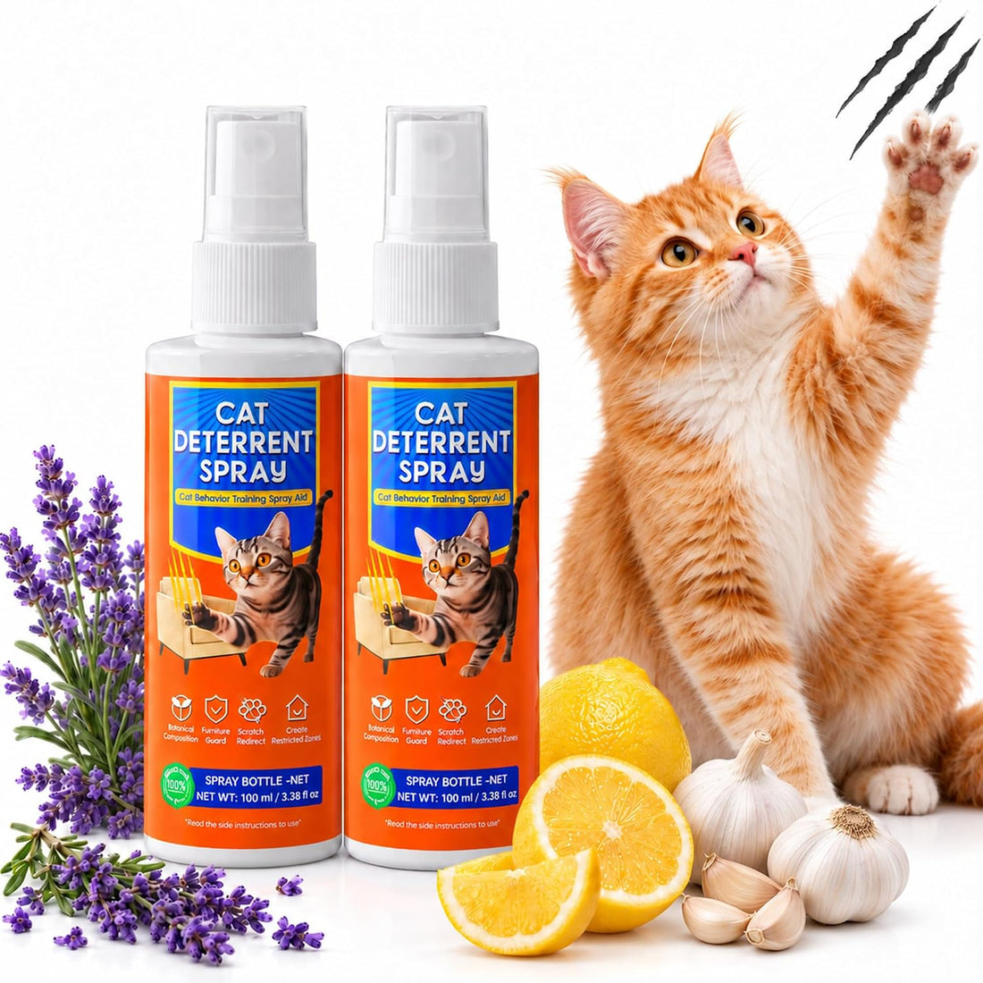 2 Pack Natural Plant Scent Cat Behavior Training Aid Spray