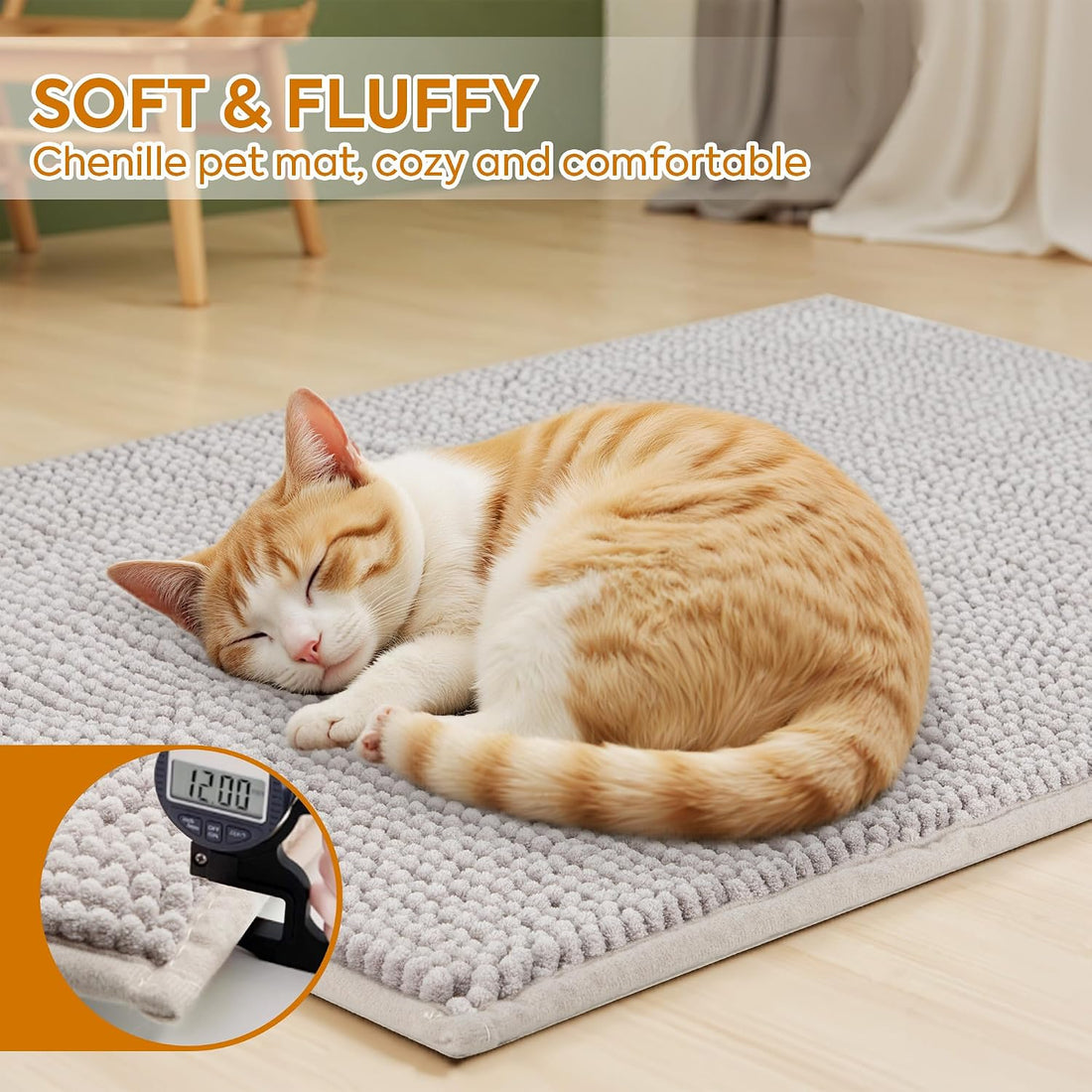 Pieviev Chenille Cat Litter Mat for Litter Box