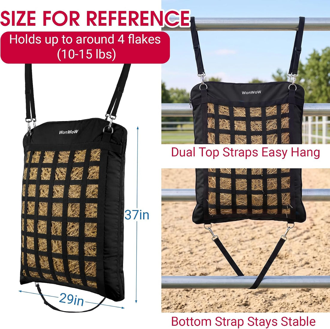 Large Hay Bags for Horses, Horse Slow Feeder, Hay Bags for Goats
