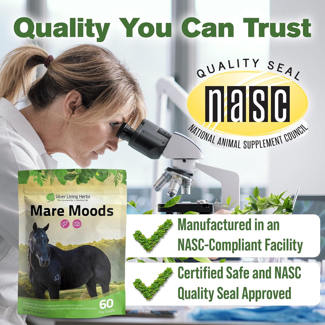 Silver Lining Herbs Mare Moods Calming Supplements for Horses - 1 lb