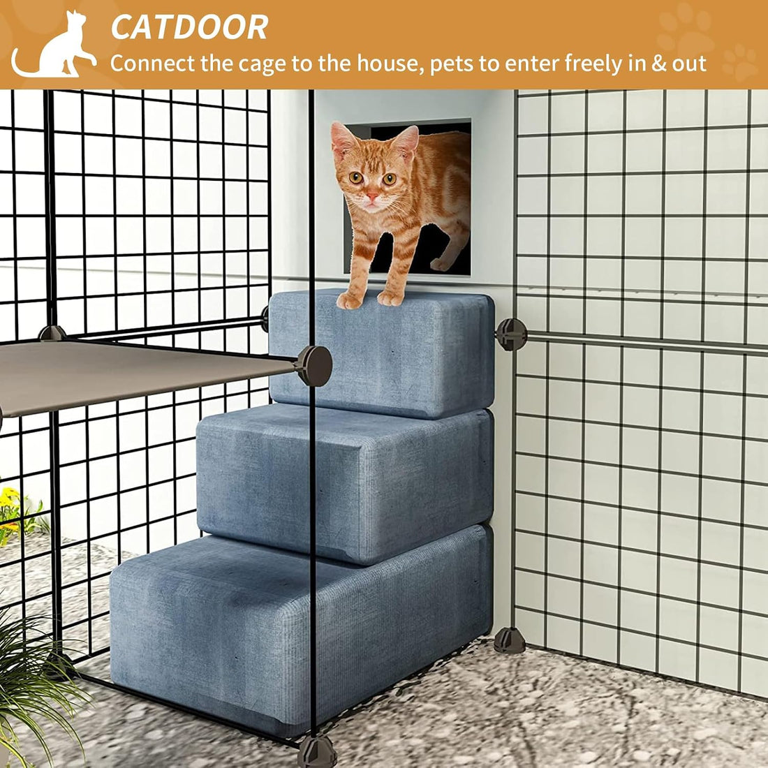 Oneluck 41 Inch Catio Outdoor Cat Enclosure with Super Large Enter