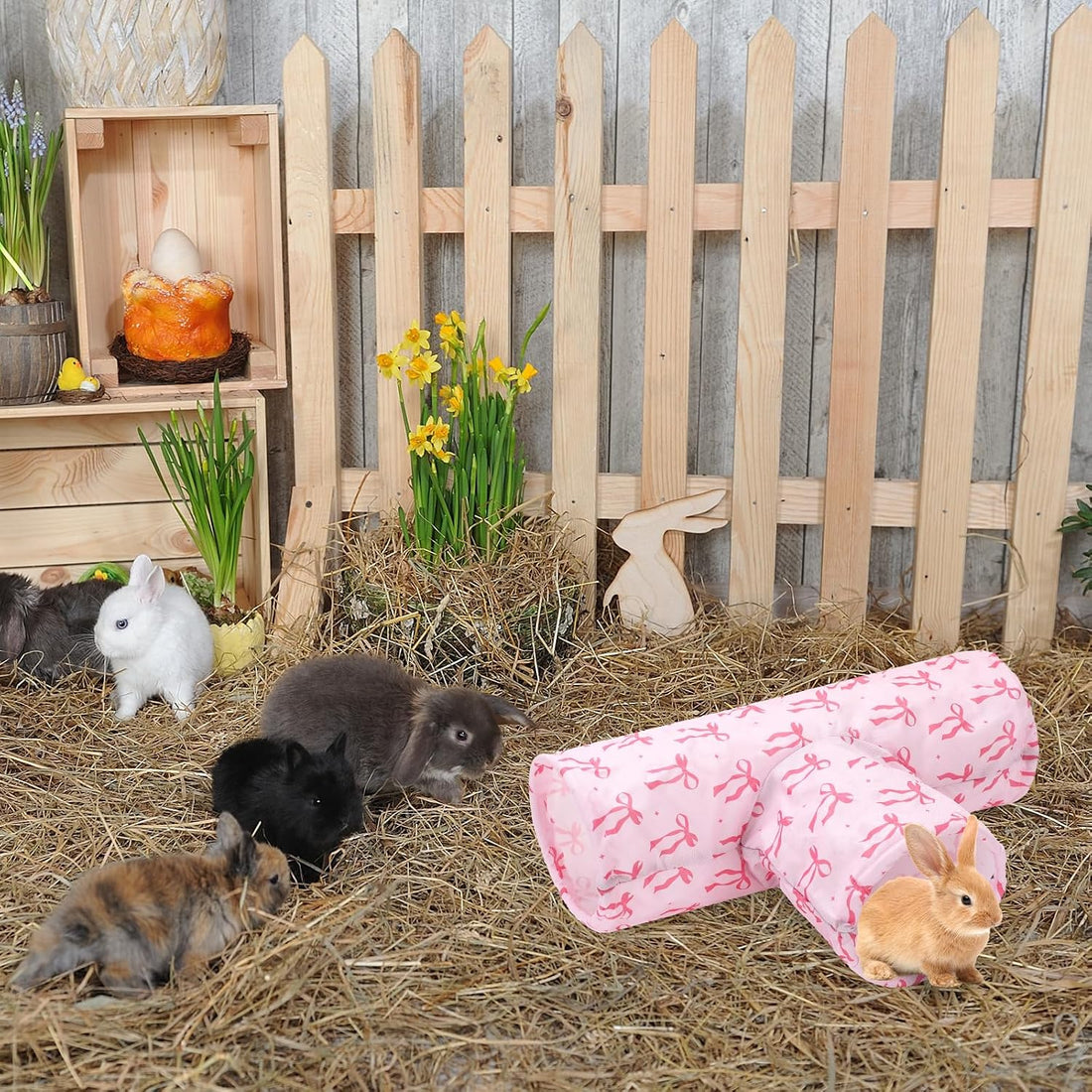 JarThenaAMCS Guinea Pig Tunnel 3 Way Washable Guinea Pig Hideout Pink