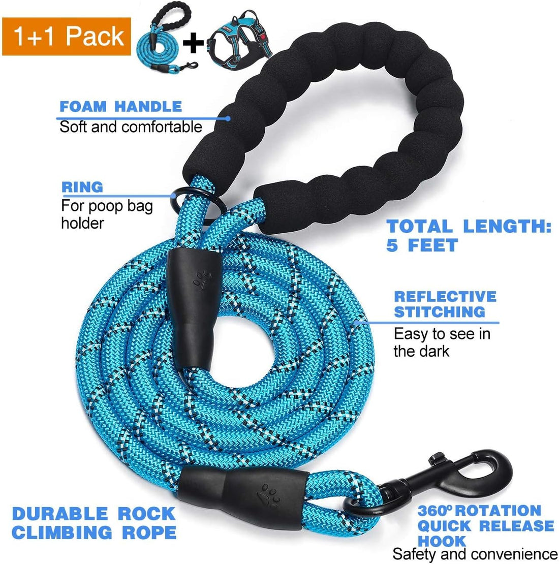 tobeDRI No Pull Dog Harness Adjustable Reflective Oxford Easy Control