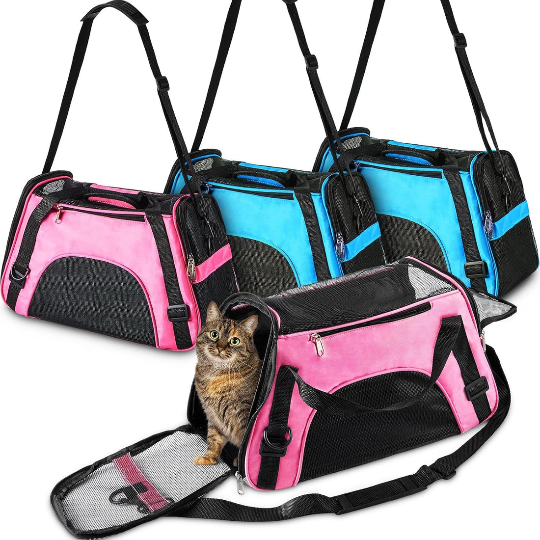 Sweetude 4 Pcs Cat Carrier Soft-Sided Pet Carrying Bag for Cat Under