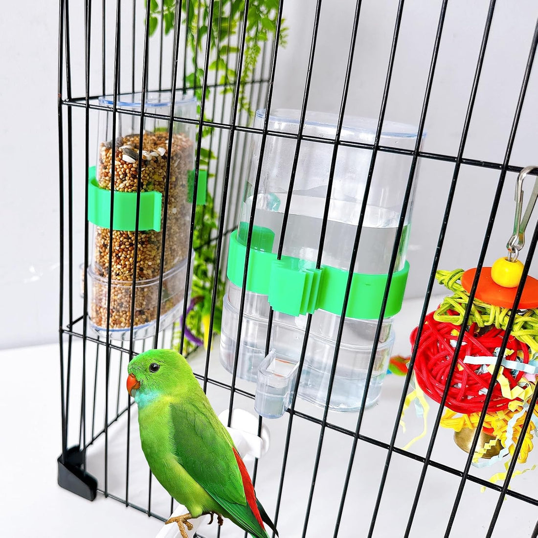 2 Pack Bird Water Dispenser and Feeder for Parakeet Cage Accessories