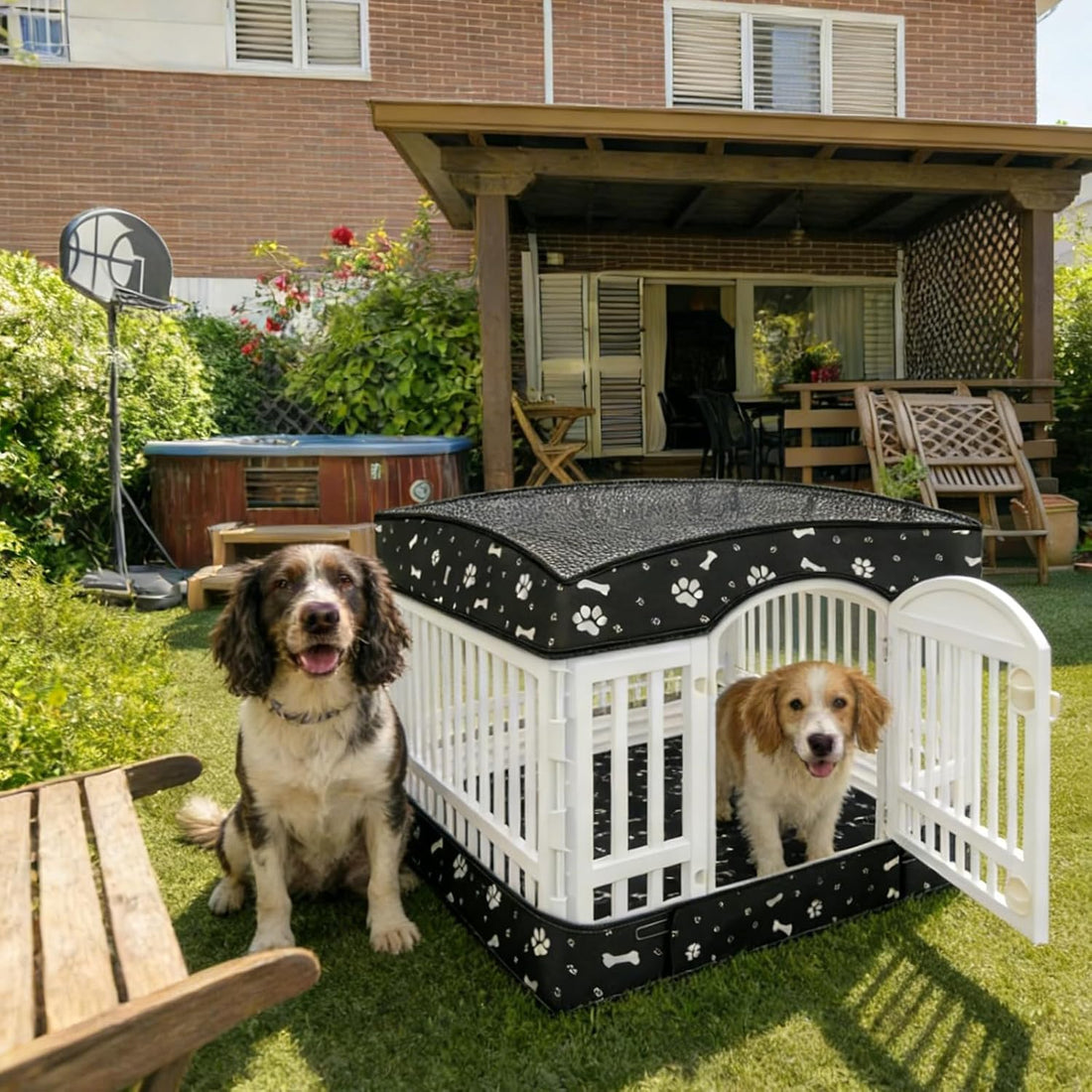 Dog Playpens Cover and Bottom Mat Set,Playpen Not Included