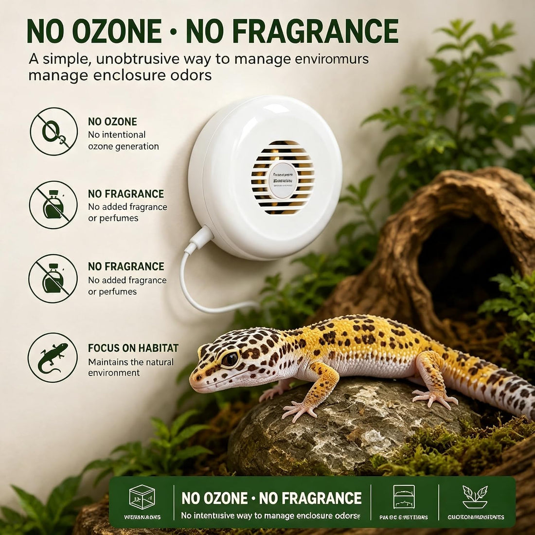 Reptile Odor Eliminator, Photocatalytic Terrarium Deodorizer
