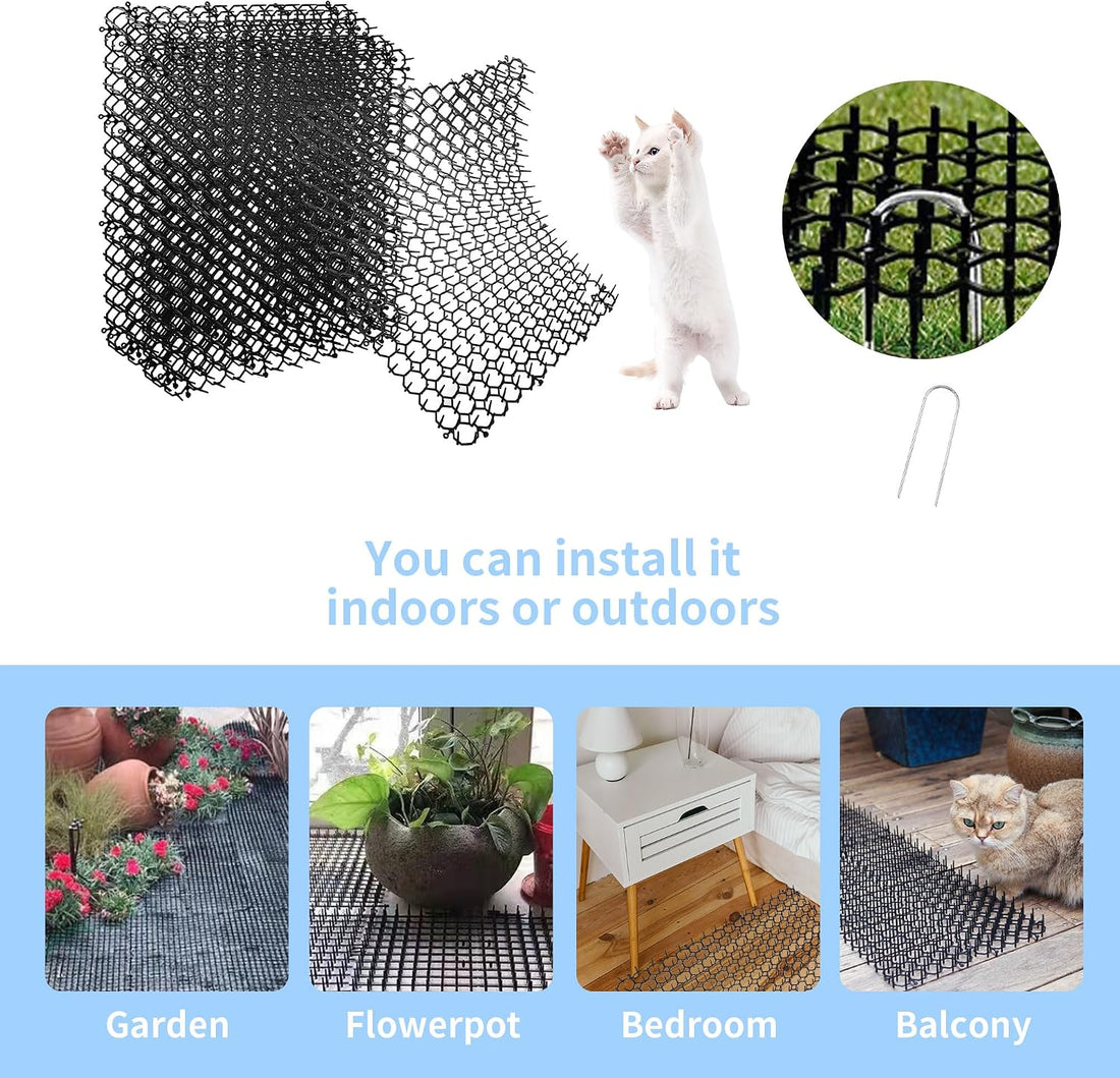 12 Pack Cat Scat Mat with Spikes, 16.5 x 13.4 Inch, Black