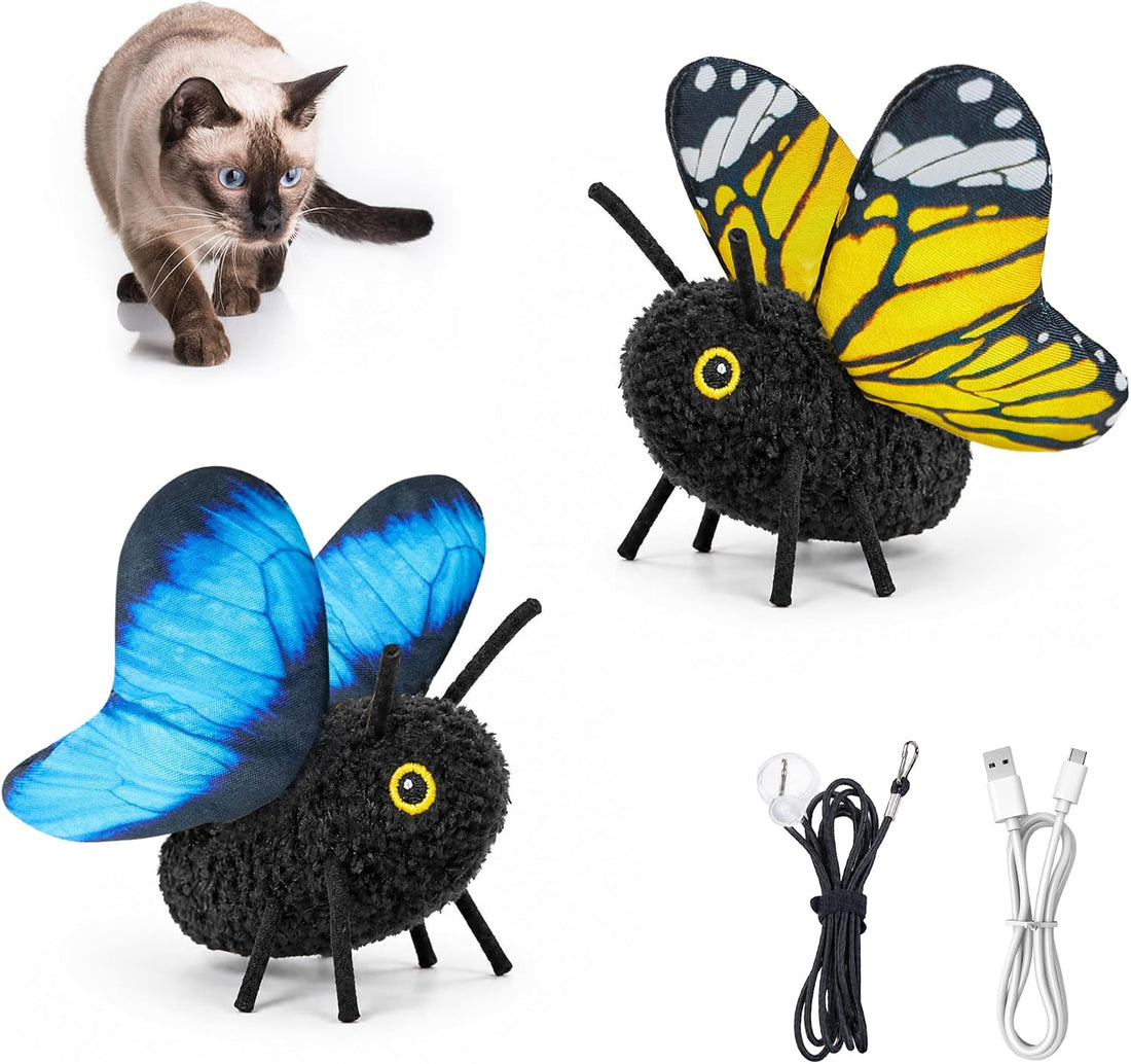 Potaroma 2 Pcs Flapping Butterfly Interactive Cat Toys with Catnip