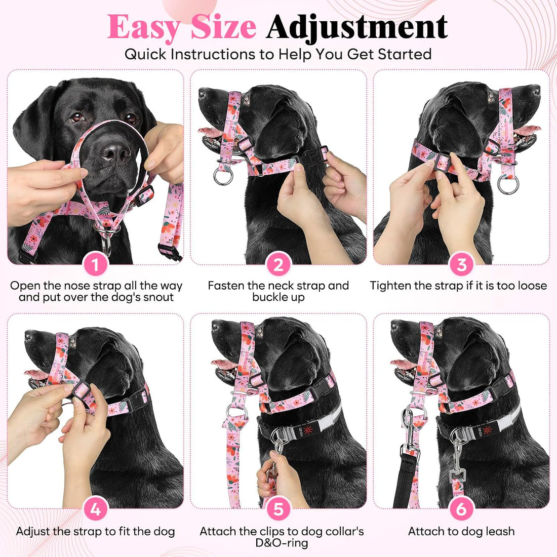 HIGO Dog Head Collar, Adjustable Head Collar for Dogs