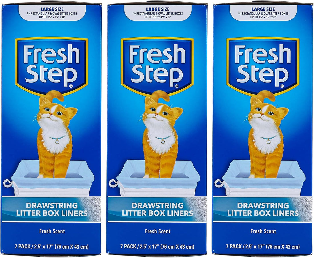 Fresh Step Drawstring Cat Litter Liners, Scented, 2.5 ft x 17 in, 7ct