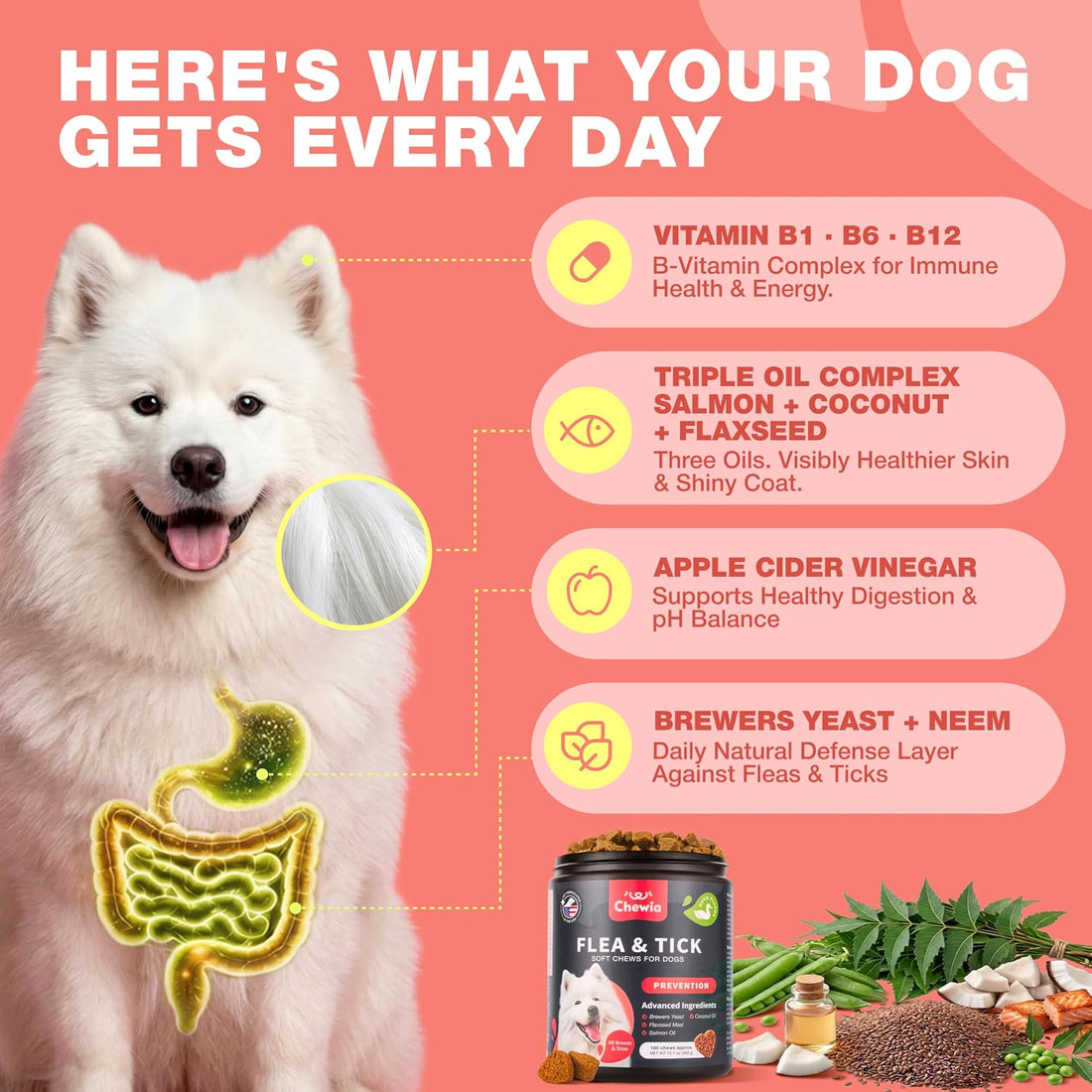 Dog Flea and Tick Treatment Chews - Flea and Tick Prevention for Dogs
