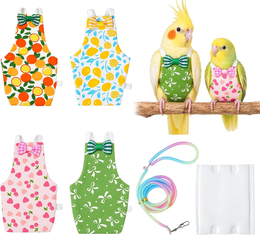4 Pcs Cute Bird Diaper, Reusable Parrot Nappy Flight Suit