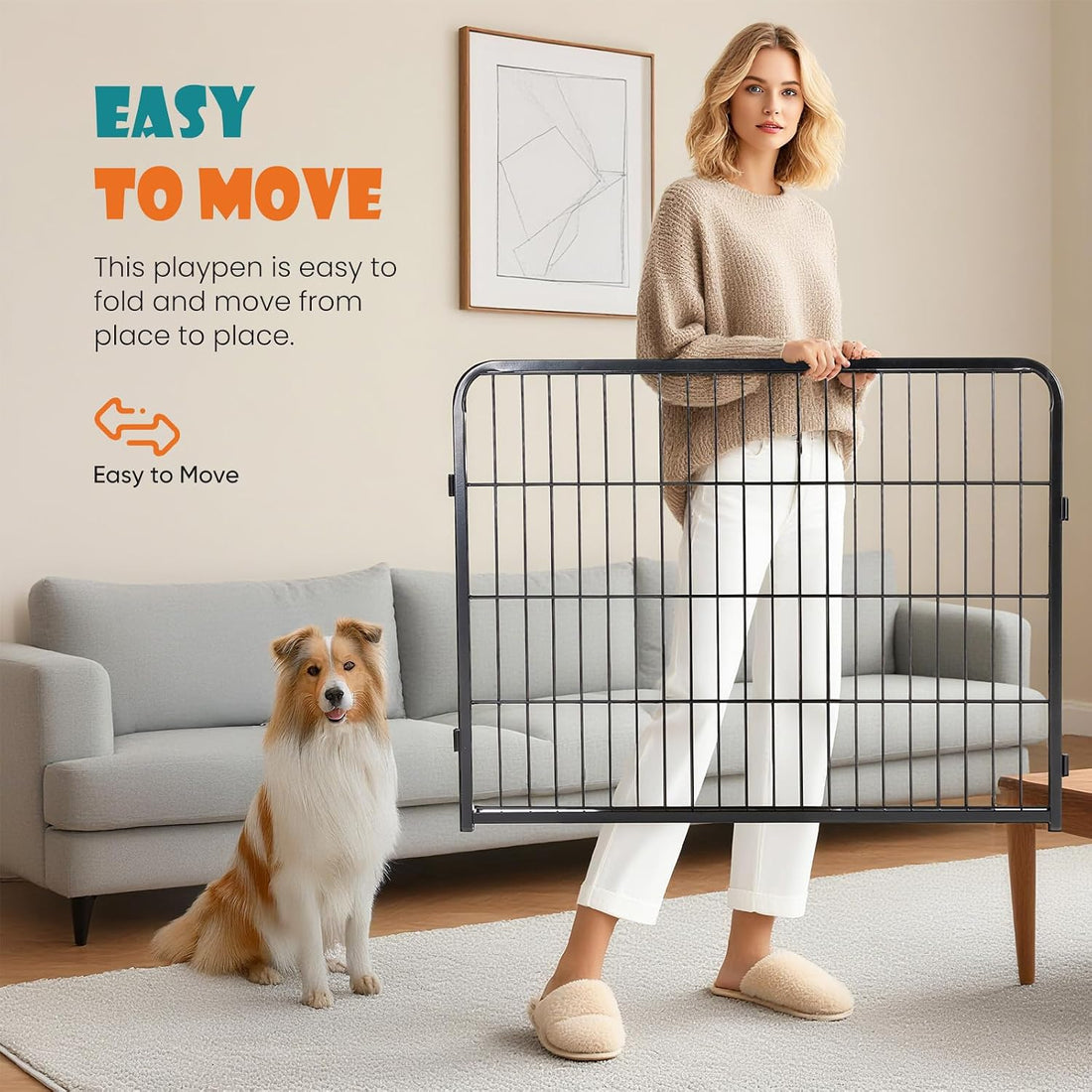 NEWBULIG Dog Playpen Indoor 8 Panels 24 Inch