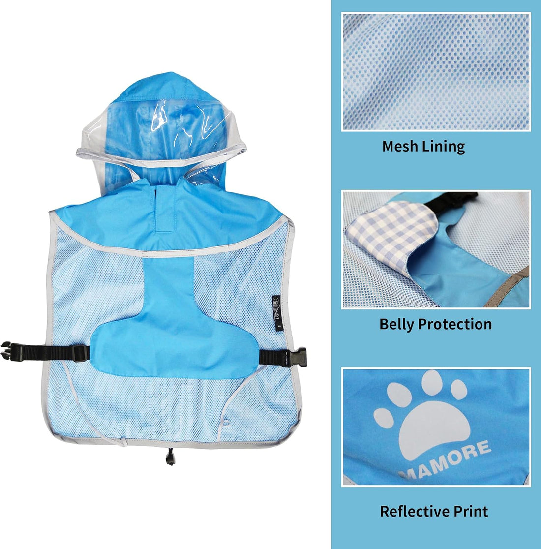 MAMORE Dog Raincoat Waterproof Rain Coats for Small Medium Large