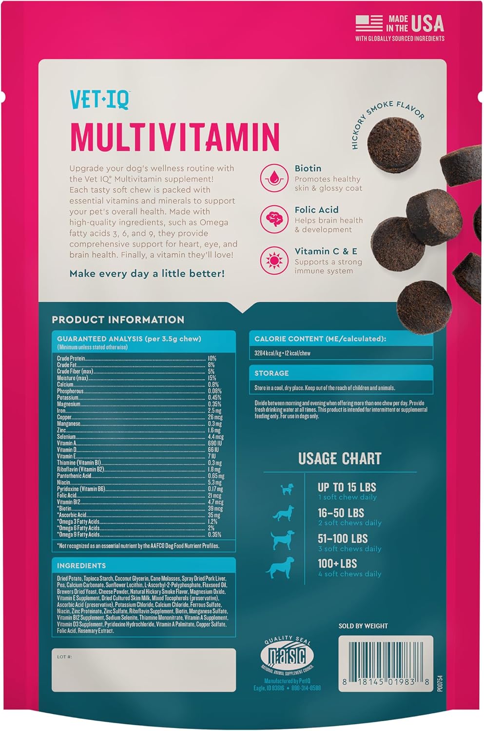 VetIQ Multivitamin for Dogs, Brain, Immune & Digestive, 90ct