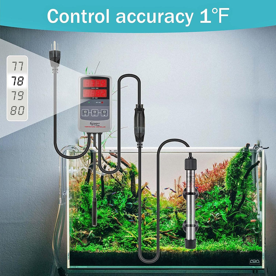 hygger 802 Aquarium Titanium Heater Rod Fish Tank Heating Element