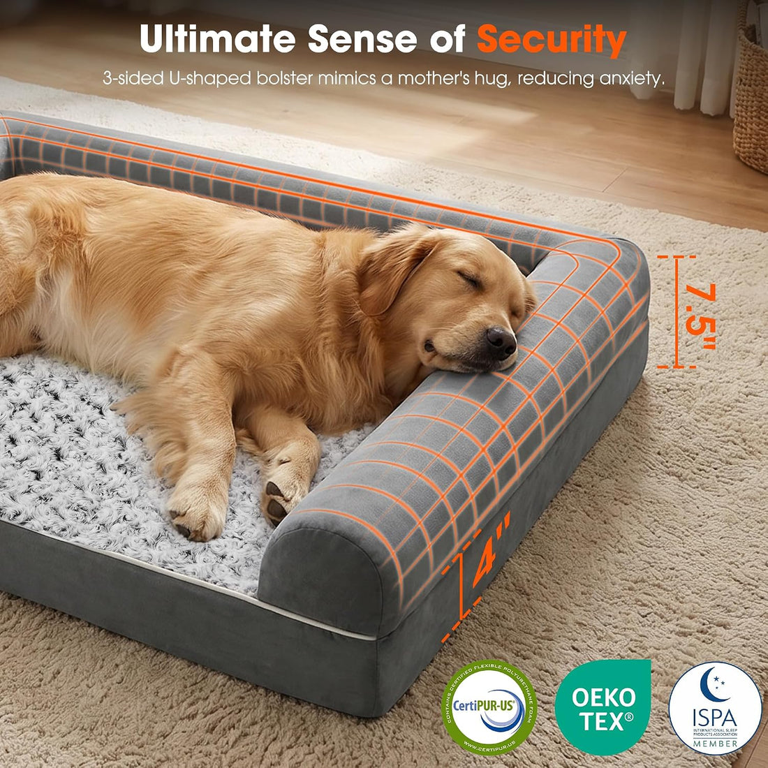 Waterproof Short Plush Orthopedic Sofa Dog Bed for Large Dogs