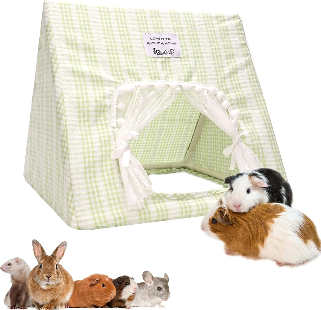 Jenvd Guinea Pig Hideout Large with Curtain
