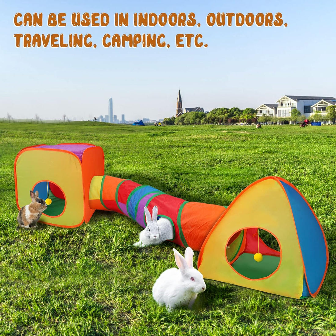 YUEPET Rabbit Tunnel & Cube Tent, Bunny Hideout, Guinea Pig Tunnel