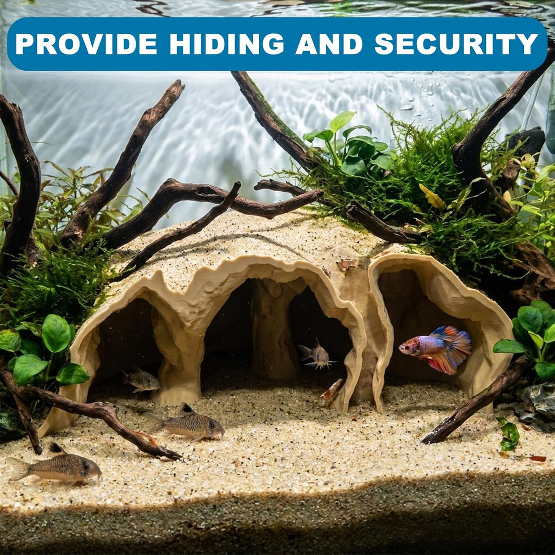 Sand Aquarium Cave for Fish Tank, 3D Printed Fish Hideout Tunnel
