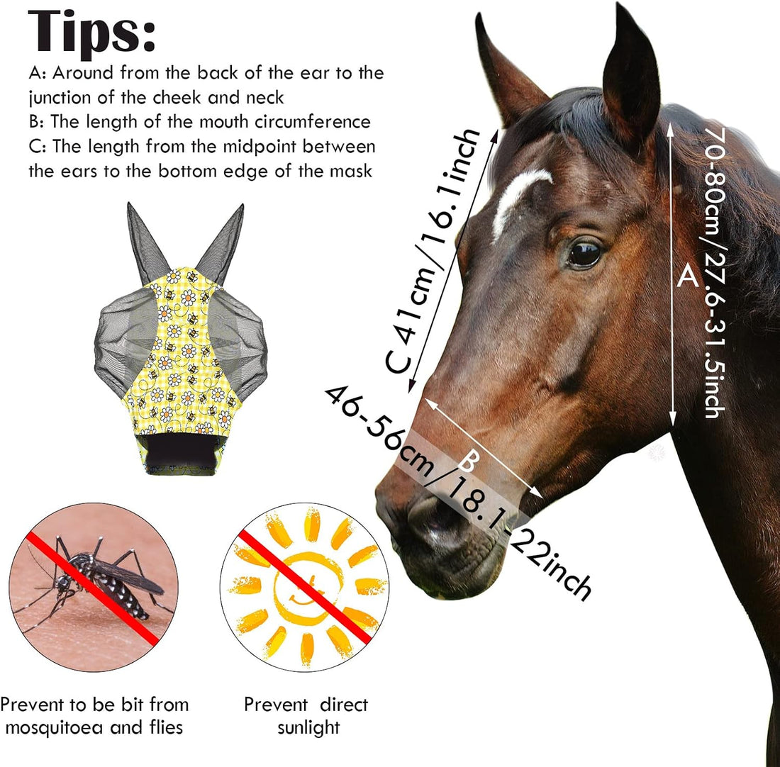 Qualirey 12 Pieces Horse Fly Mask Bulk, Medium, Flower Patterns