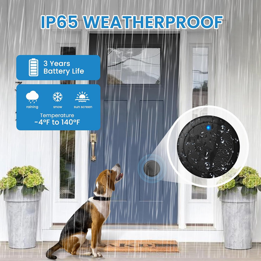 Hathever Add-On Wireless Dog Doorbell Transmitter with Large