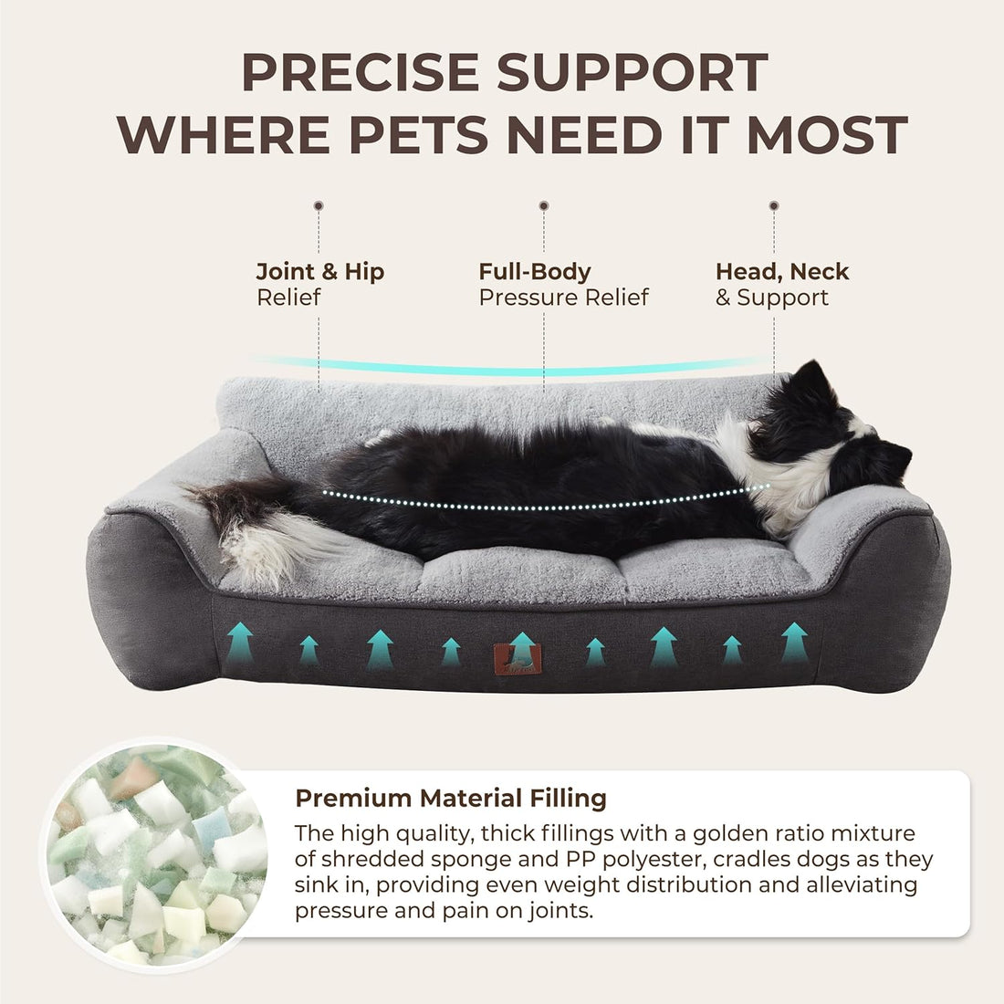 XL Extra Thick Orthopedic Bolster Dog Bed for Large Dogs
