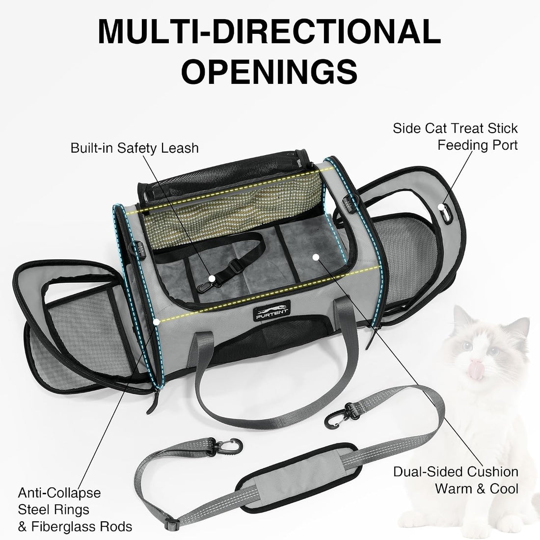 Soft Sided Cat Carrier Airline Approved Pet Travel Bag for Pet Up